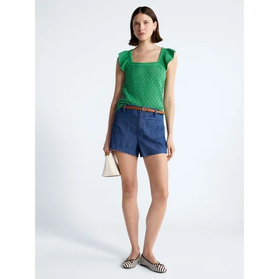 Free Assembly Women's and Women's Plus High Rise Patch Pocket Denim Shorts, 3" Inseam, Sizes XS-4... | Walmart (US)