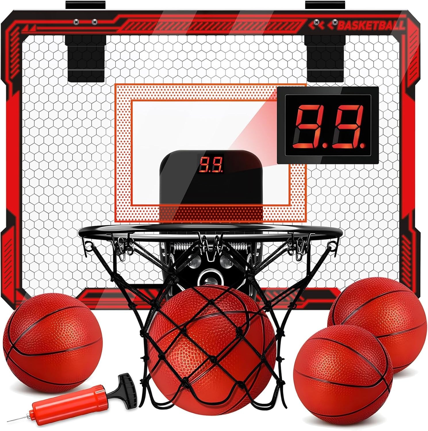 Indoor Basketball Hoop for Kids - Over The Door Mini Basketball Hoop with LED Light & Scoreboard,... | Amazon (US)