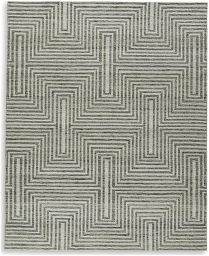 BOWERY HILL Contemporary Area Rug, 8x10, Wool Nylon Cotton Material, Ivory and Gray, Machine Wove... | Amazon (US)