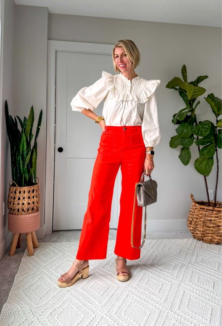Graduation season outfit! I love the fun pop of red these amazing wide leg pants bring to an outfit 👏🏻

Wearing my tts 27 tall 
I’m 5’10"

#LTKover40 #LTKSeasonal #LTKstyletip