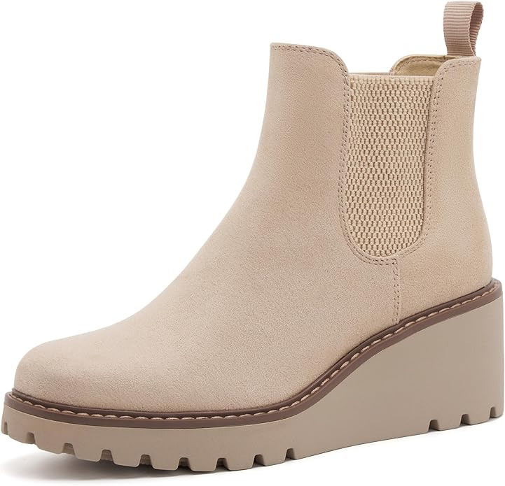 vodvob Women's Ankle Boots Wedge Heel Booties Elastic Chelsea Platform Slip On Lug Sole Wedge Boo... | Amazon (US)