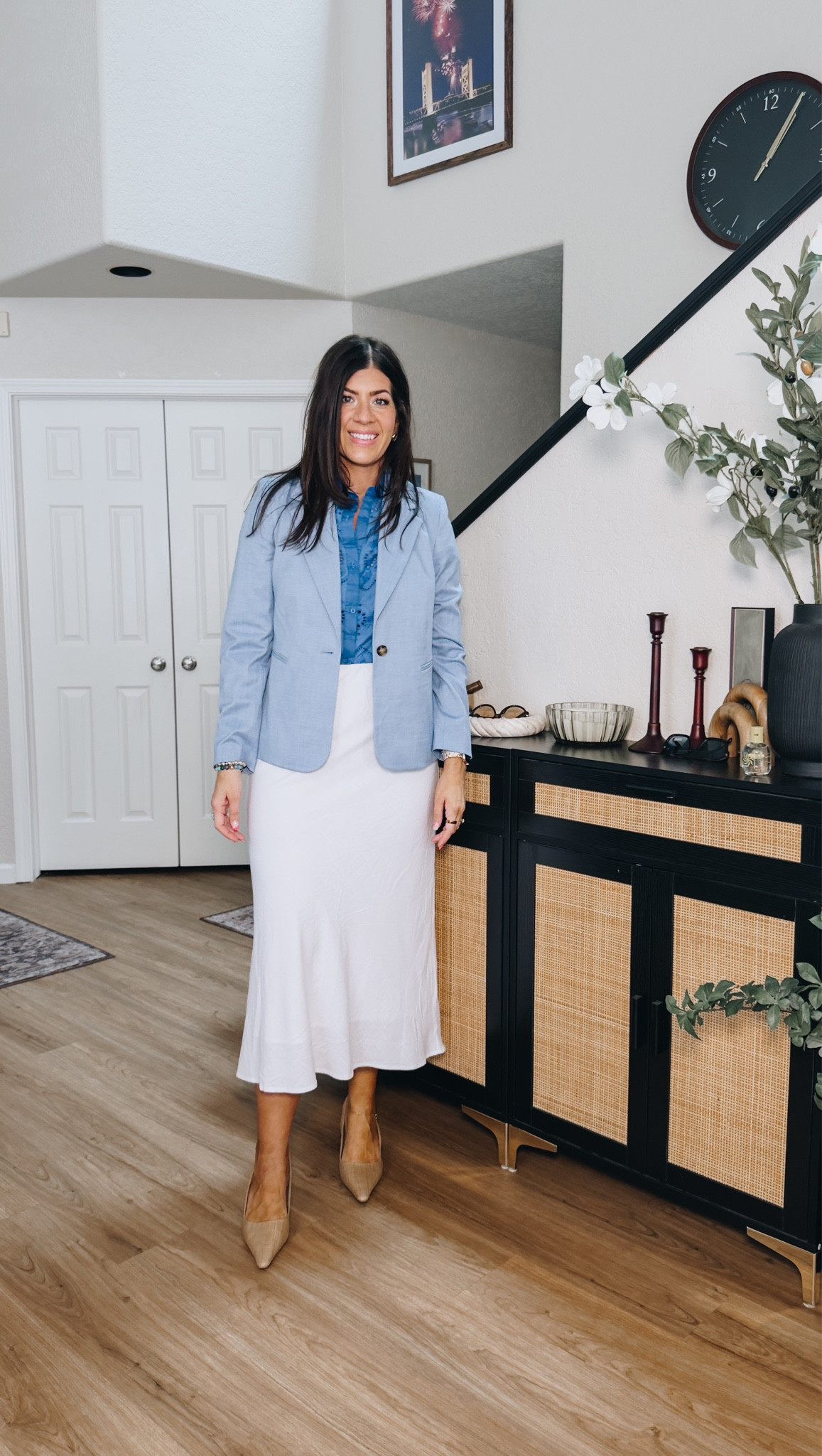 Workwear under $50
In a medium eyelet top, large linen skirt, medium Linen blazer

#LTKMidsize #LTKTall #LTKWorkwear