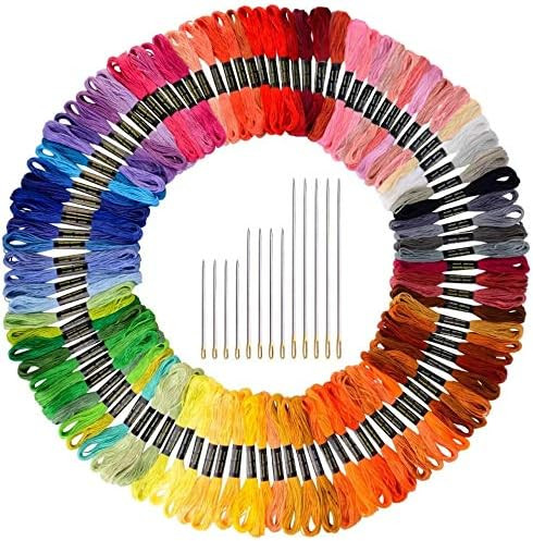 Paxcoo 124 Skeins Embroidery Floss Cross Stitch Thread with Needles | Amazon (US)