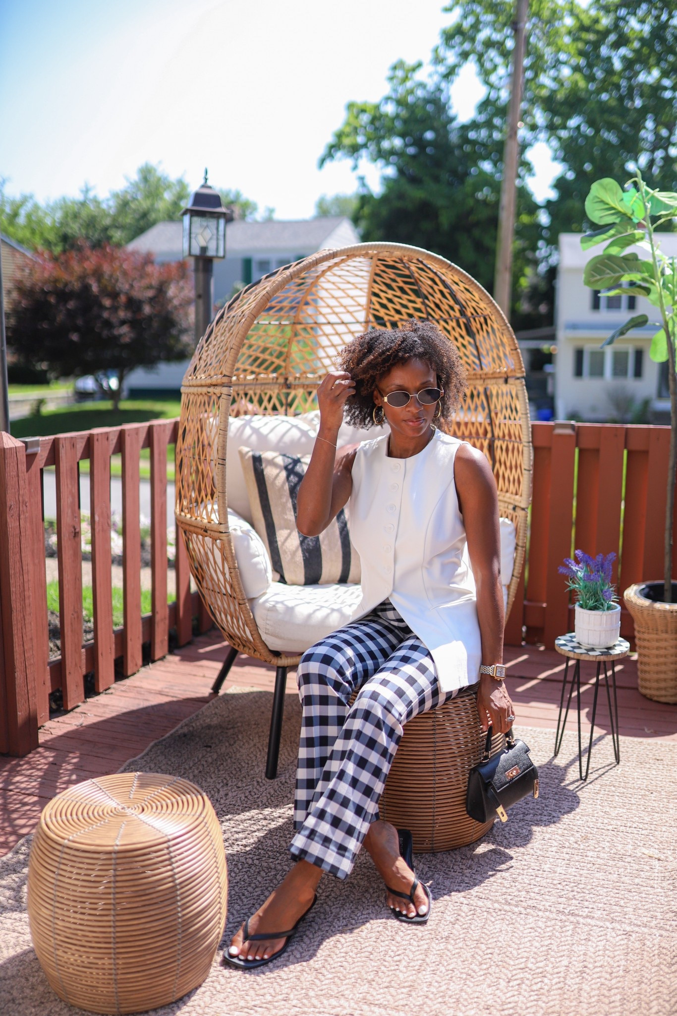 Loving these gingham pants.  I recommend sizing down.  Pants are very stretchy with an elastic waistt