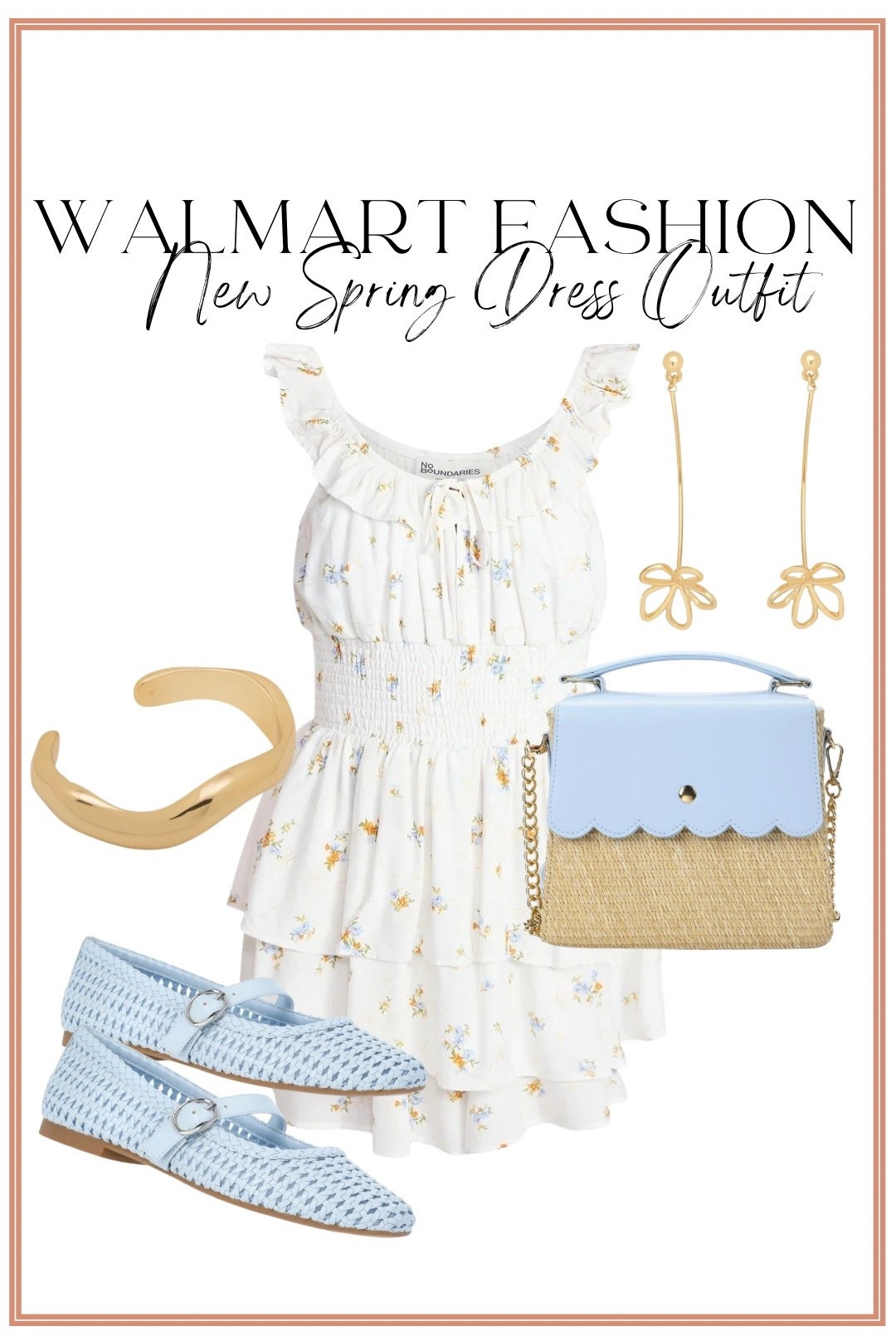 Walmart fashion is READY for spring and this new floral dress outfit is giving soft, feminine, boutique vibes 🌸✨

This darling white floral dress features the prettiest ruffle neckline, smocked waist, and tiered skirt that makes it so flattering and easy to wear. It’s lightweight, flowy, and perfect for spring events, Easter outfits, brunch dates, church, showers, or family photos.

Styled it with:
• Blue woven Mary Jane flats 💙
• Scalloped straw + blue top handle bag
• Gold statement cuff
• Floral drop earrings

I love how the soft blue accessories pull out the tiny floral details in the dress for the prettiest coordinated spring look. It truly looks high-end but is an affordable Walmart find 🙌🏼

If you’re looking for:
Spring dresses from Walmart
Affordable Easter outfit ideas
Feminine floral dresses
Boutique style on a budget
Head-to-toe Walmart outfit inspiration

This one is SO good 🤍 Linked in LTK!

#WalmartFashion #WalmartFinds #SpringDress #EasterOutfit #AffordableStyle #LTKStyle #FeminineStyle #FloralDress #BudgetFashion #SpringOutfitIdeas