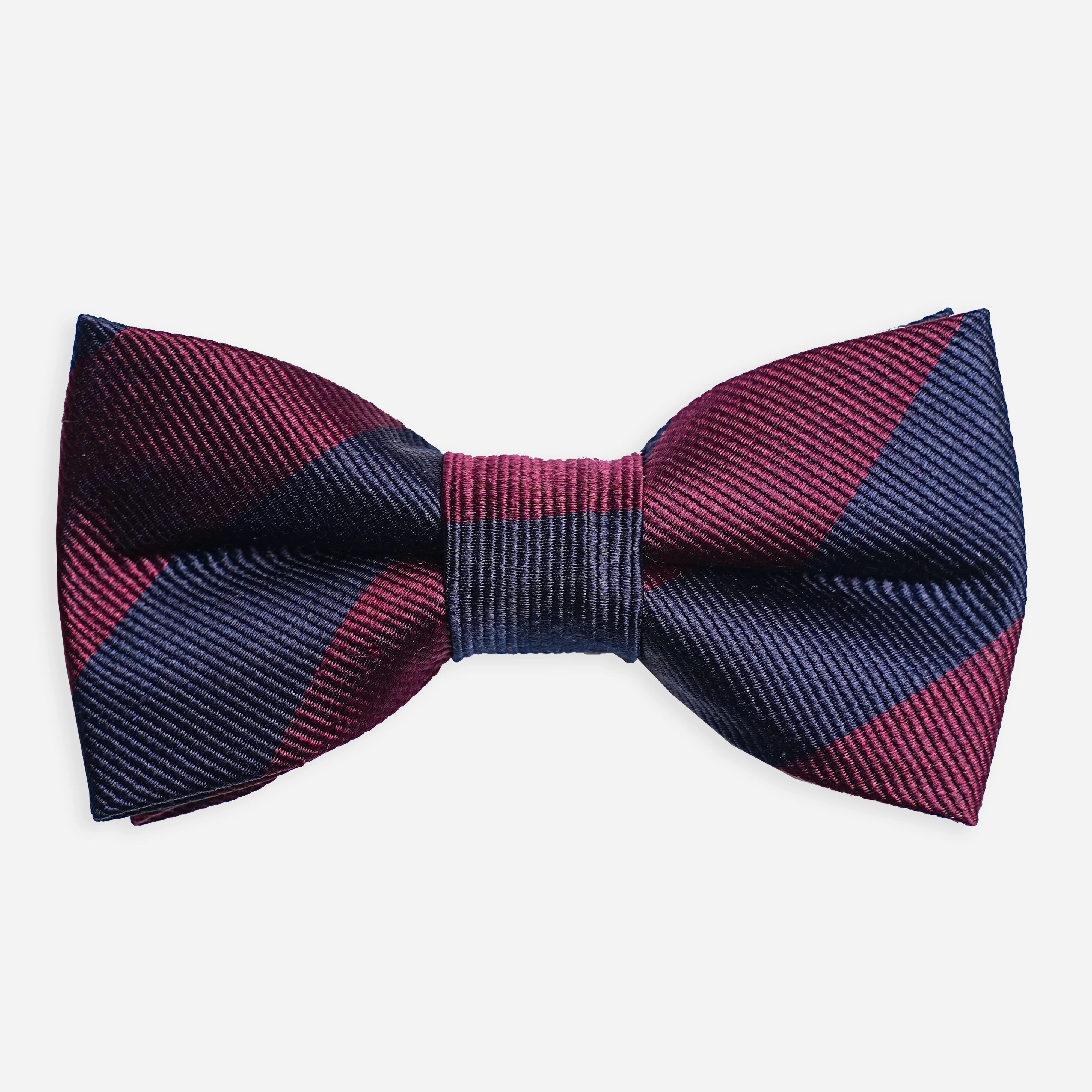 Repp Stripe Burgundy Boys Bow Tie | Silk Bow Ties | Tie Bar | The Tie Bar