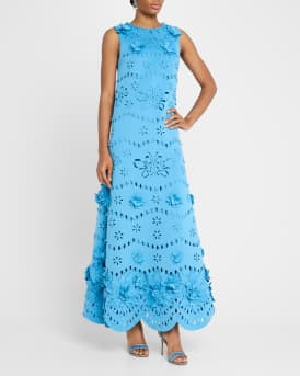 Badgley Mischka Collection Cutout Beaded Floral Applique Gown | Neiman Marcus