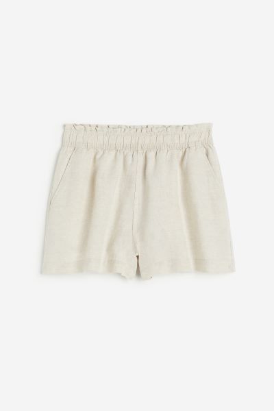 Linen shorts - Light beige - Ladies | H&M GB | H&M (UK, MY, IN, SG, PH, TW, HK)
