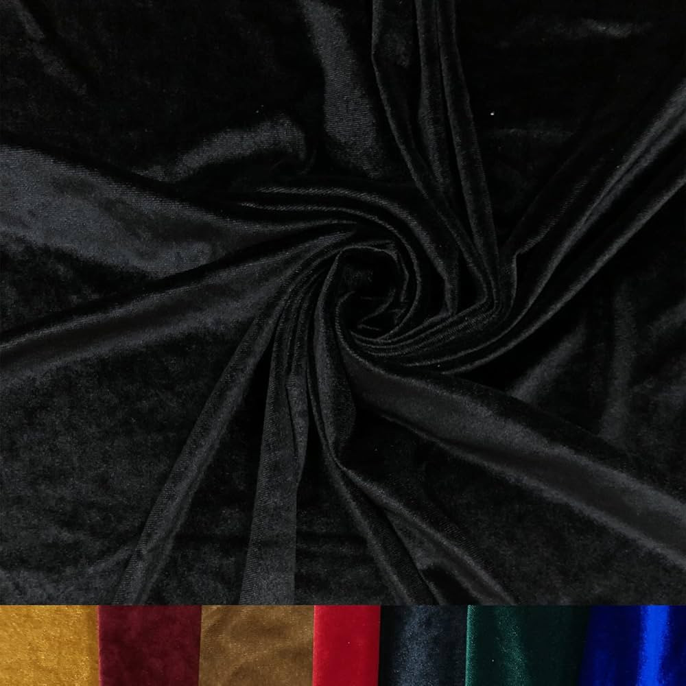 HOTGODEN Stretch Velvet Fabric:Black 63" Wide 2, 5, 10, Yards 95% Polyester 5% Spandex Velvet Fab... | Amazon (US)
