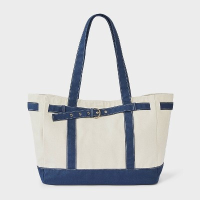 Canvas Large Belted Tote Bag - Universal Thread™ Blue | Target