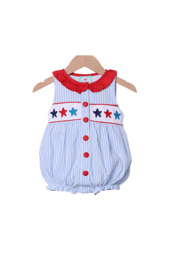 Smocked Stars and Stripes Blue/Red Bubble | The Smocked Flamingo