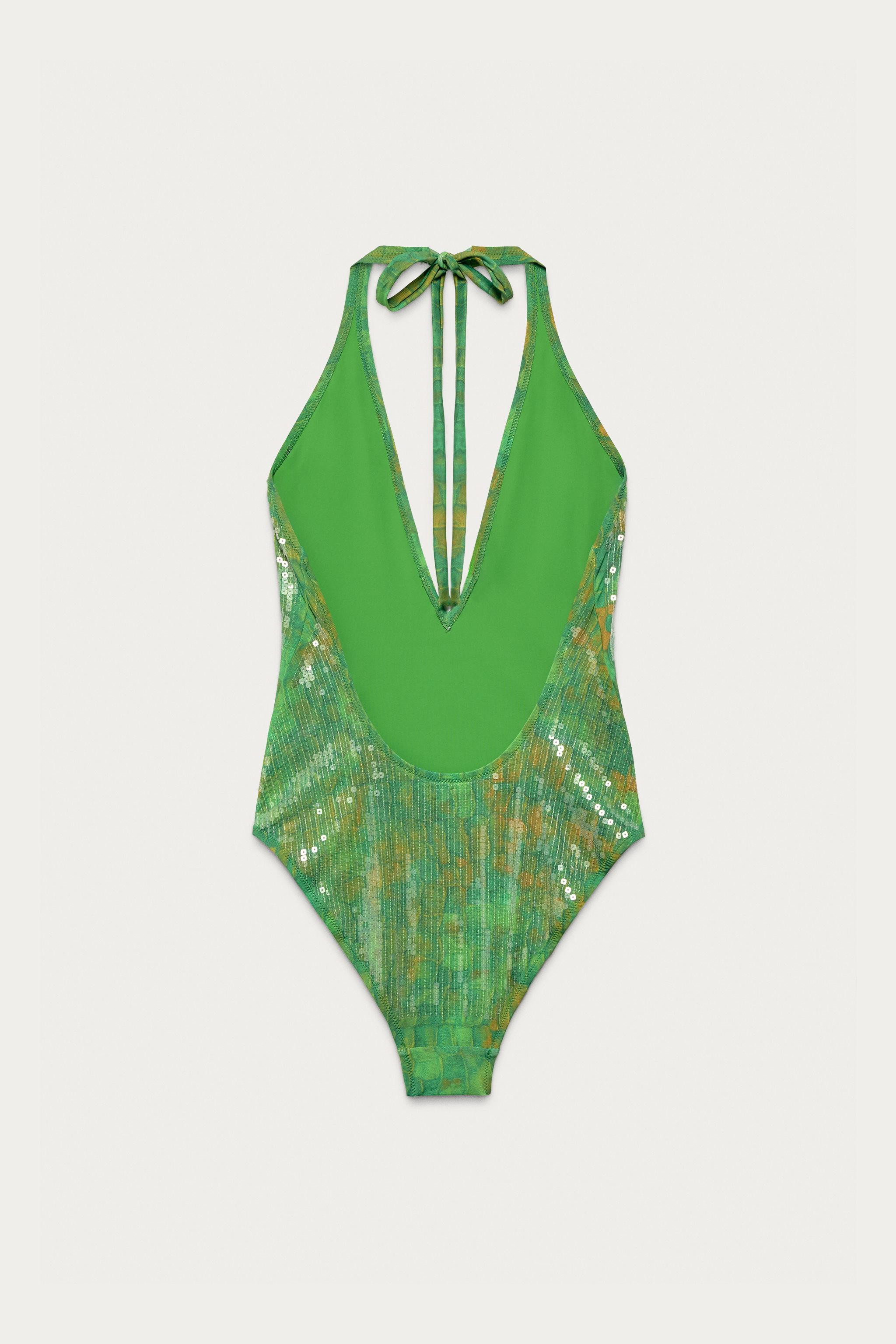 SEQUIN HALTER SWIMSUIT MARISA BERENSON X ZARA | Zara UK