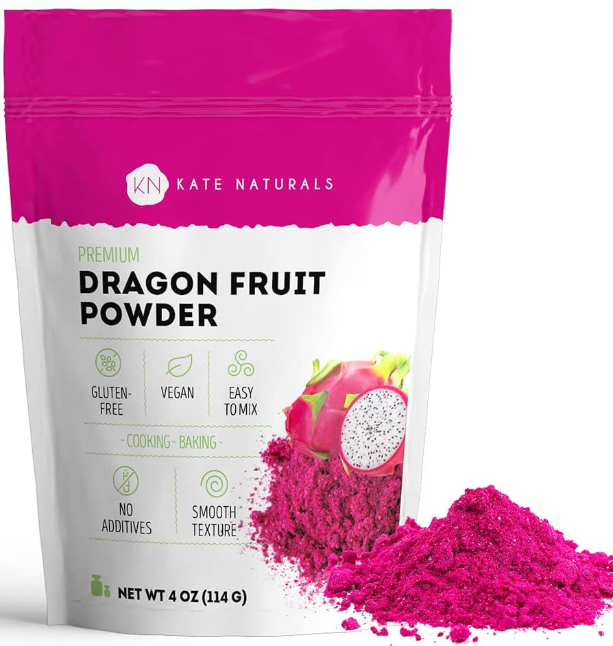 Kate Naturals Dragon Fruit Powder for Baking & Drinks (4oz). Vegan, Gluten Free Dried Pink Pitaya... | Amazon (US)