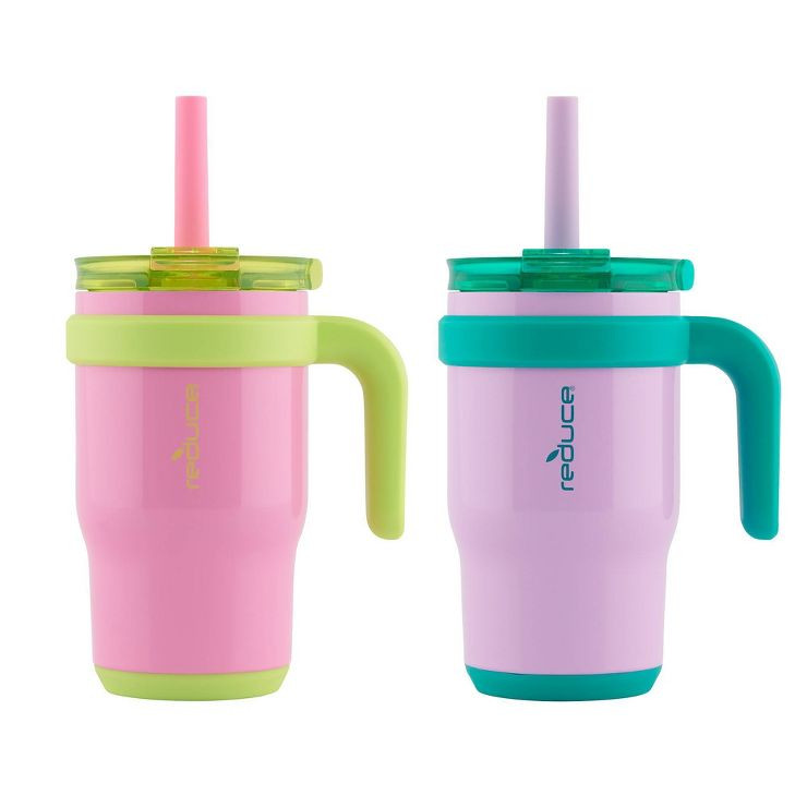 Reduce 14oz 2pk Coldee Kids' Mugs with Spill-Proof Straw | Target
