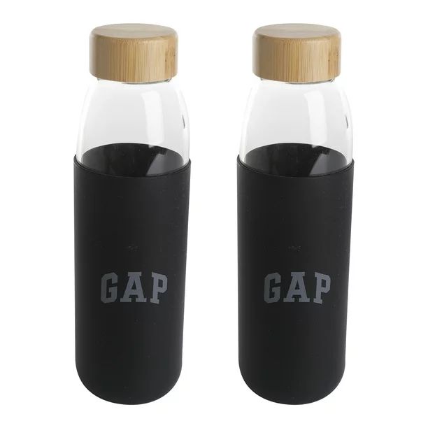 Gap Home 17-Ounce Hydration Glass Bottle with Black Silicone Sleeve and Bamboo Lid , Set of 2 - W... | Walmart (US)
