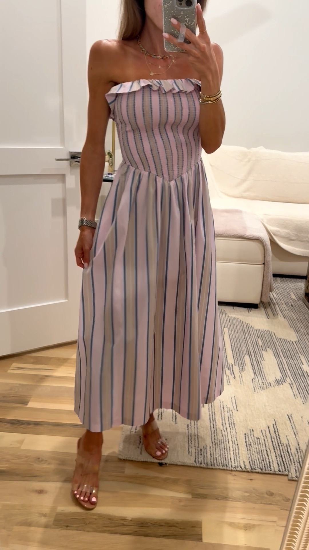 Super cute stripe smocked strapless dress size xxs petite on sale with code SHORTSAF

#LTKPetite #LTKSaleAlert #LTKootd