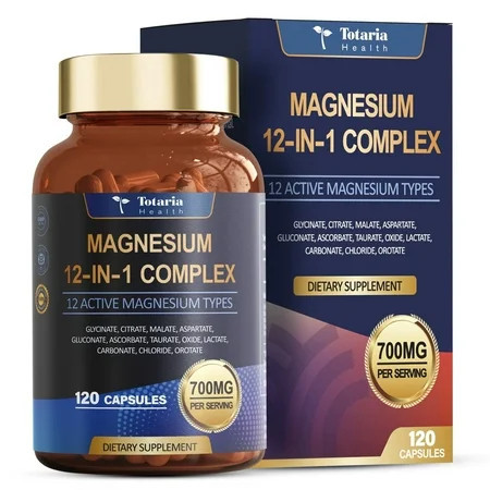 Totaria Magnesium Complex 700mg 12-in-1 Magnesium Supplement Relaxation, Muscle ,Heart Support , Vegan 120 Capsules | Walmart (US)