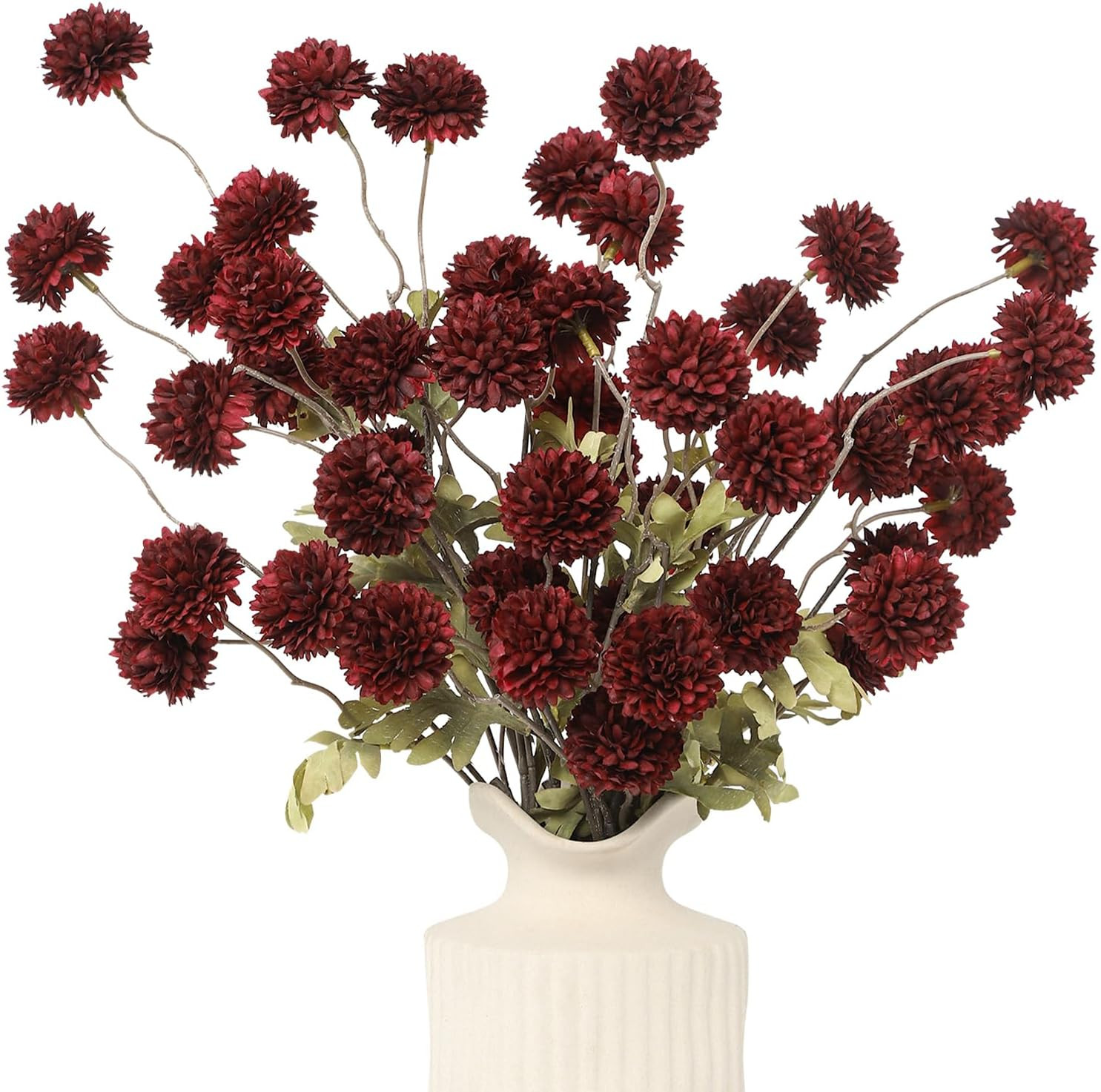 DuHouse 6pcs Faux Silk Pompon Mum Small Chrysanthemum Ball Burgundy | Amazon (US)