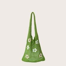 Flower Graphic Crochet Bag Large Capacity For Vacation Travel | SHEIN