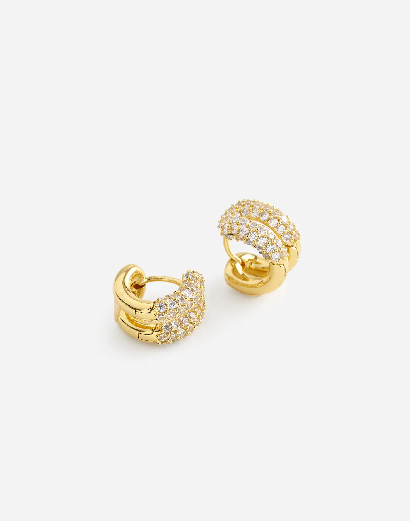 Pavé Double Huggie Hoop Earrings | Madewell