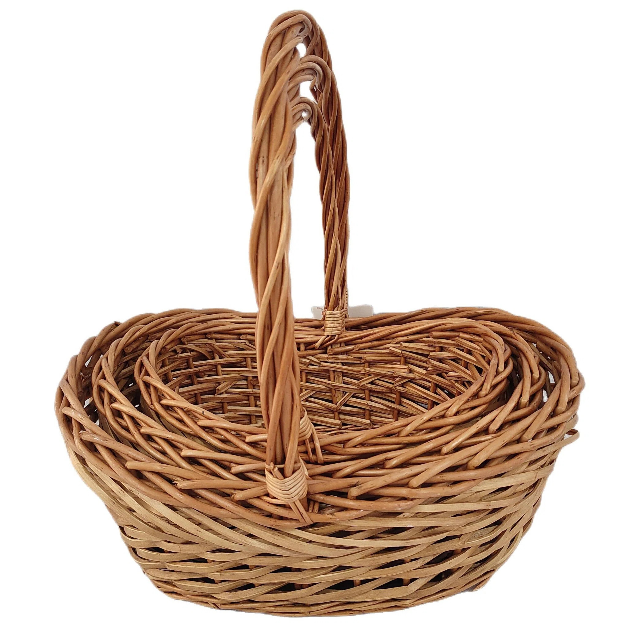 Set Of 3 Oval Willow With Handles Baskets | Wayfair North America