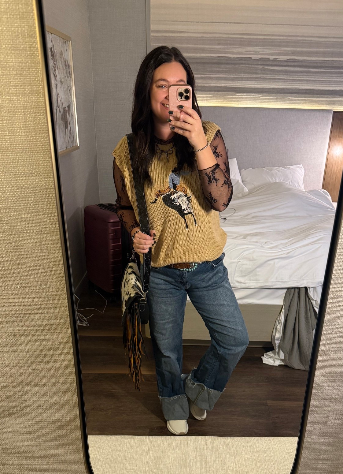 Western Outfit 
Jeans- Pink Lilly/KanCan (true to size)
Sweater Vest- Shein (true to size)

#LTKdayinmylife #LTKMidsize #LTKHoliday