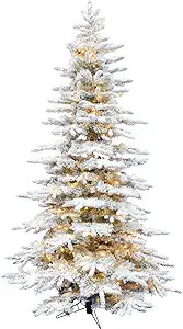 Fraser Hill Farm 9-Ft. Pre-Lit Mountain Pine Snow Flocked Artificial Christmas Tree with Stand, T... | Amazon (US)