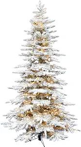 Fraser Hill Farm 9-Ft. Pre-Lit Mountain Pine Snow Flocked Artificial Christmas Tree with Stand, T... | Amazon (US)