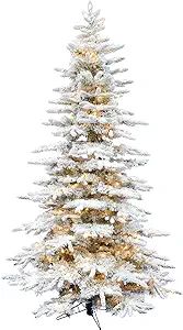 Fraser Hill Farm 9.0-Foot Pre-Lit Mountain Pine Snow Flocked Christmas Tree, Clear Smart Lights, ... | Amazon (US)