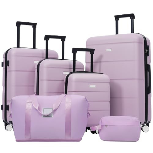 6 Pcs ABS Hardshell Luggage Sets Spinner Wheel Suitcase Lock Suitcases | Amazon (US)
