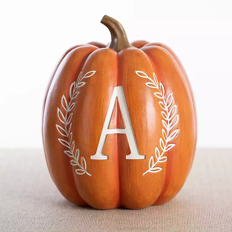 Orange Monogram A Pumpkin Statue | Kirkland's Home