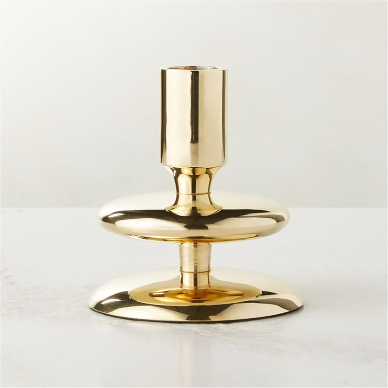 Latto Modern Brass Taper Candle Holder Small | CB2 | CB2