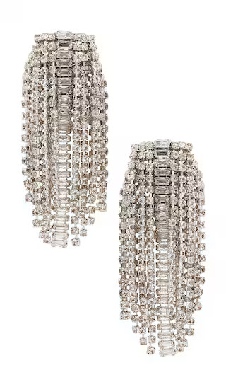 Omega Clasp Chandelier Brooch Earrings in Crystal & Silver | Revolve Clothing (Global)