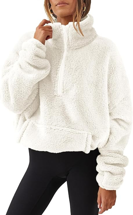 ANRABESS Women Long Sleeve Oversized Half Zip Fleece Sweatshirt Soft Sherpa Fleece Pullover Top W... | Amazon (US)