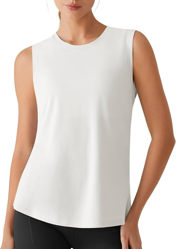 G4Free Camiseta sin mangas con cuello redondo para mujer, con abertura lateral, ajuste holgado, c... | Amazon (US)