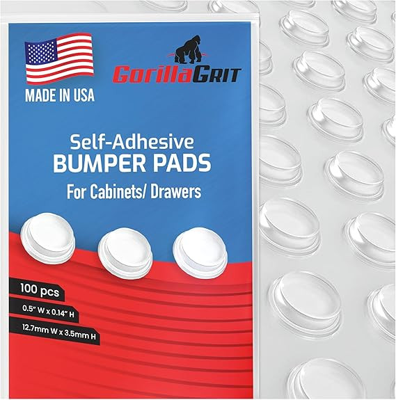 Pack of 100 Cabinet Door Bumpers - 1/2” Diameter Clear Adhesive Pads for Drawers, Glass Tops, C... | Amazon (US)