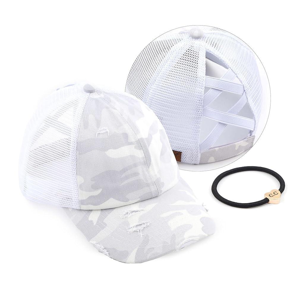 C.C Ponycap Messy High Bun Ponytail Adjustable Glitter Mesh Trucker Baseball Cap | Amazon (US)