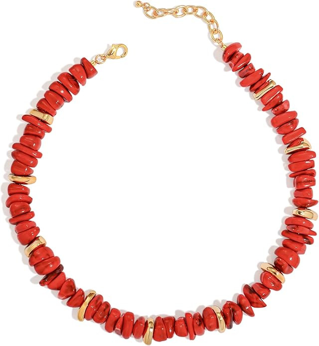 Multicolor Irregular Beaded Necklace for Women Summer Beach Statement Necklaces Mothers Day Gifts | Amazon (US)