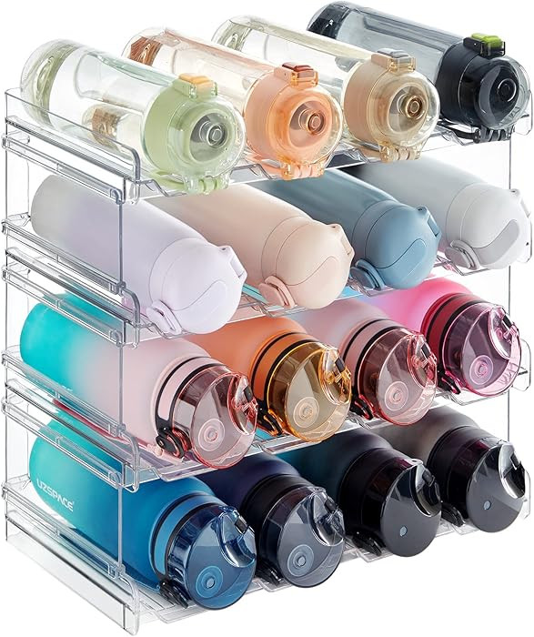 Lifewit Stackable Water Bottle Organizer for Cabinet, Plastic Bottle Holder Fits Bottles & Tumble... | Amazon (US)