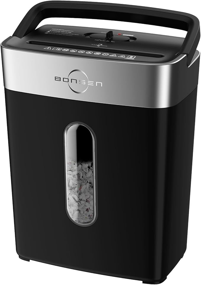 BONSEN Shredder for Home Office, 8-Sheet Crosscut Credit Card Shredder, Small Paper Shredder for ... | Amazon (US)