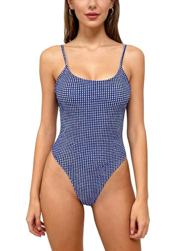 Women's Sexy One Piece Bathing Suit Swimsuit High Cut Leg Cheeky Coverage, Adjustable Thin Strap | Amazon (US)