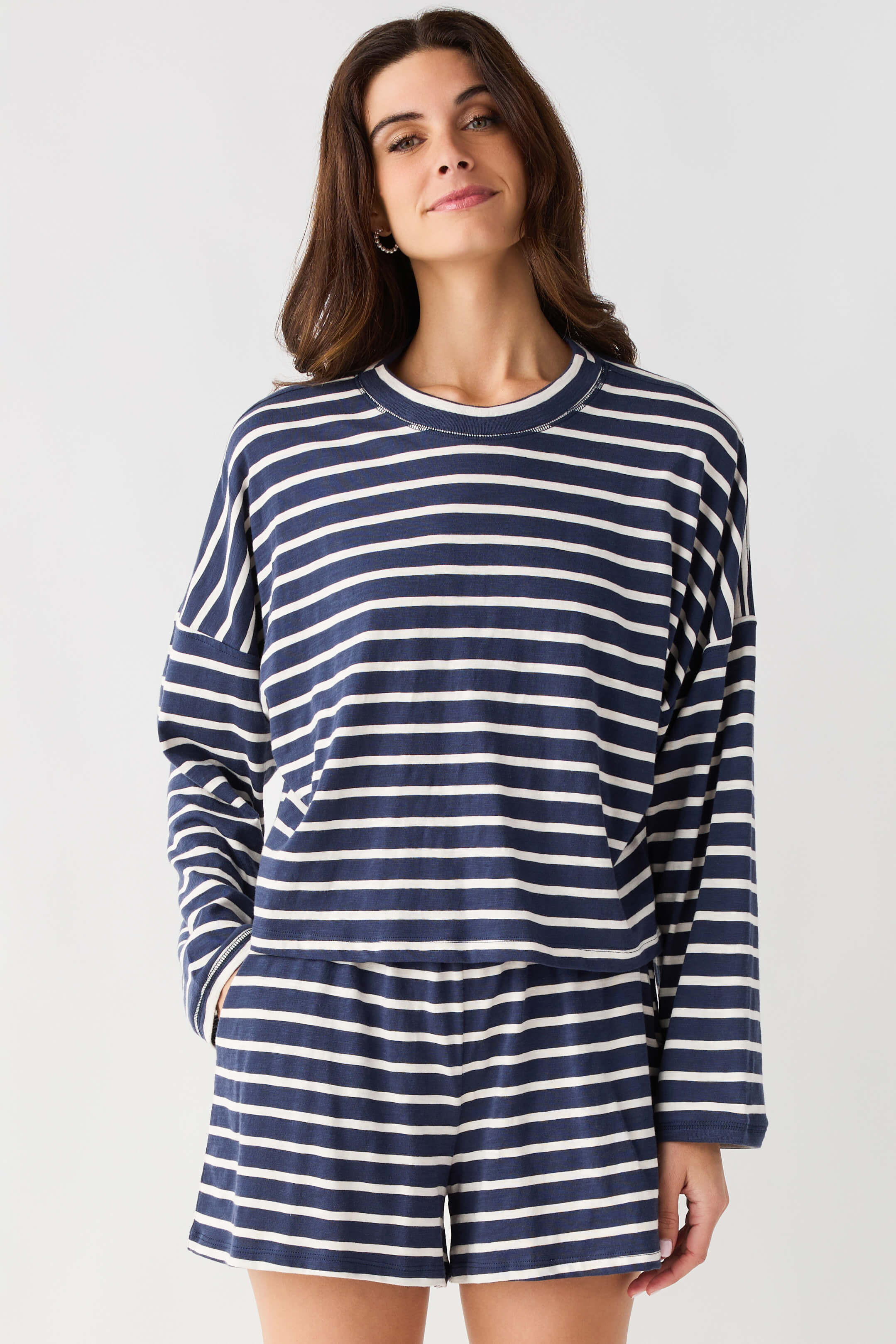 By Together Stay In Striped Short Set | Social Threads