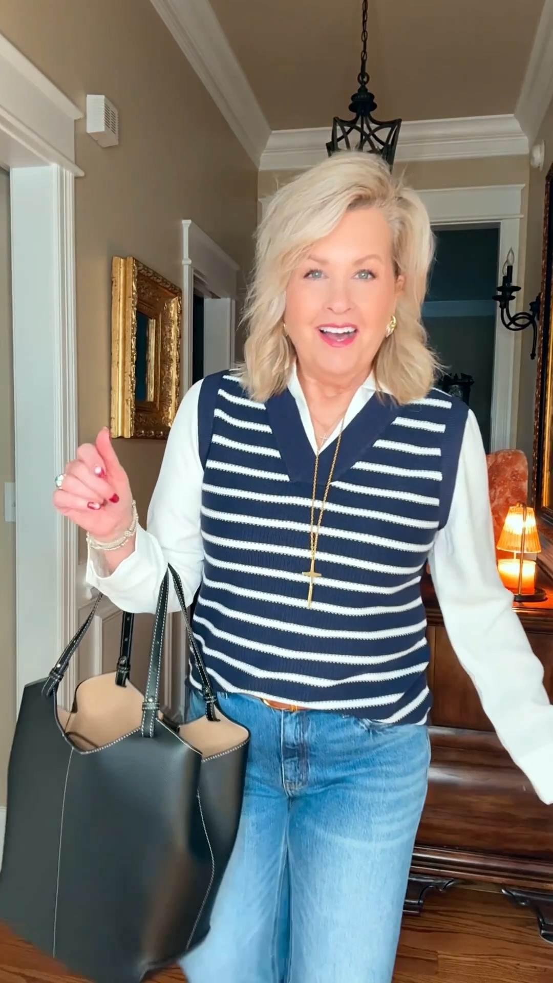 This is my style for an everyday outfit. Polished, comfortable, and easy to wear now and into spring. The striped vest and shirt combo adds interest with the extra bulk, and the jeans are relaxed and flattering. The tote is a 10 out of 10!!!


#LTKOver40 #LTKootd #LTKdayinmylife