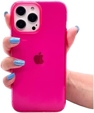 NYCPrimeTech iPhone 12/ iPhone 12 Pro Case/Slim & Soft Transparent Neon Pink Cover with Bumper Ed... | Amazon (US)