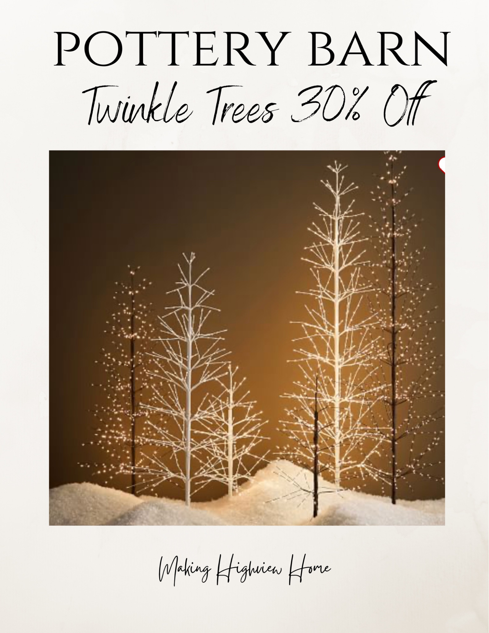 My favorite, Pottery Barn twinkle trees are on sale for 30% off grab them before they’re gone if you have been eyeing them up. They are so beautiful and will last for years to come a definite must have for your holiday collection.

#LTKHoliday #LTKhome #LTKsalealert