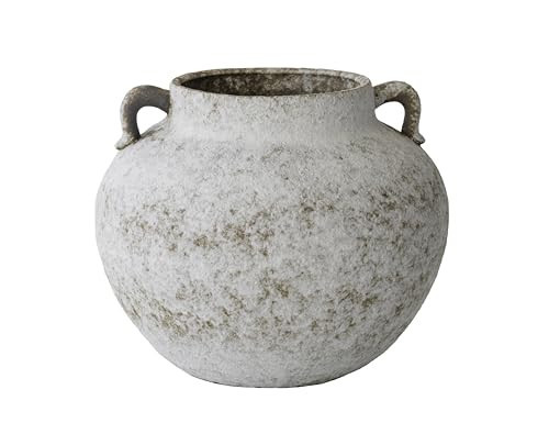 CozyWel Rustic Farmhouse Textured Ceramic Vase with Two Handles, Distressed White Pottery Flower Vase for Centerpiece, Kitchen, Living Room, Bedroom, Office, Table Top Decor, Gift & Weddings | Amazon (US)