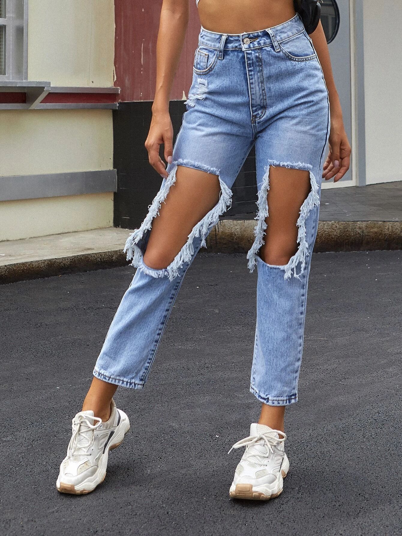 Distressed High-Rise Jeans | SHEIN