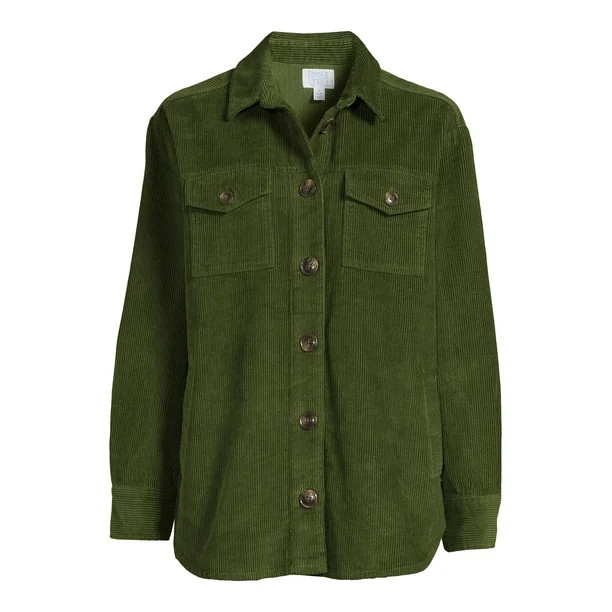 Time and Tru Women's Corduroy with Buttons Shacket - Walmart.com | Walmart (US)