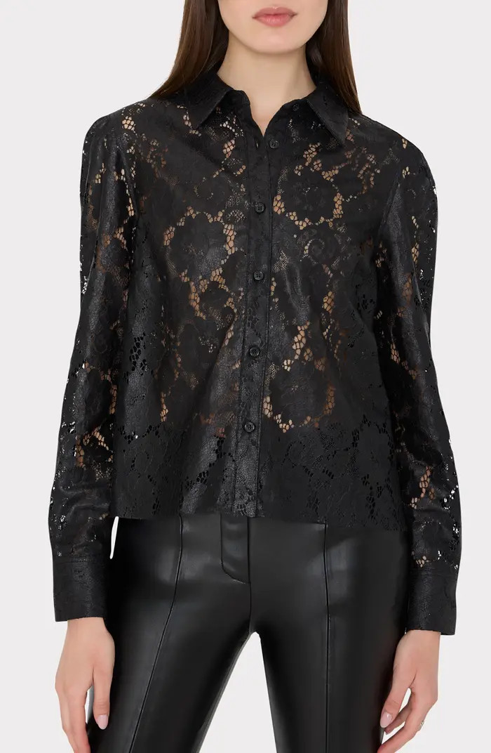 Milly Arlo Textured Lace Button-Up Shirt | Nordstrom | Nordstrom