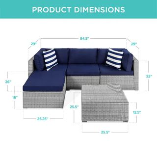 5-Piece Modular Wicker Sectional Conversation Set w/ 2 Pillows, Coffee Table | Best Choice Products 
